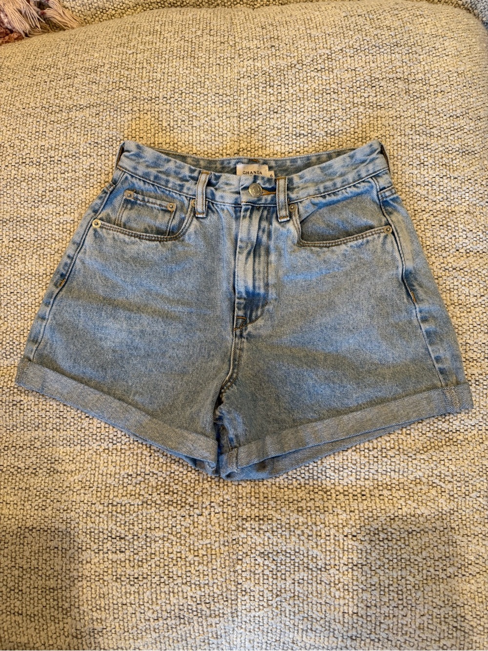 Ghanda Light Blue High-Rise Denim Shorts NEVER WORN